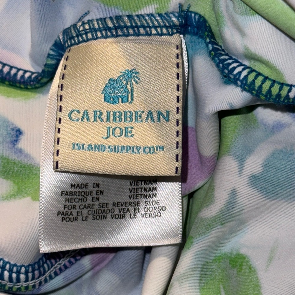 Caribbean Joe Island Supply Co. colorful floral Tankini Swim Top with Ruffle, 14 - Picture 9 of 11